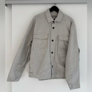 Everlane Striped Shirt Jacket in Gray
